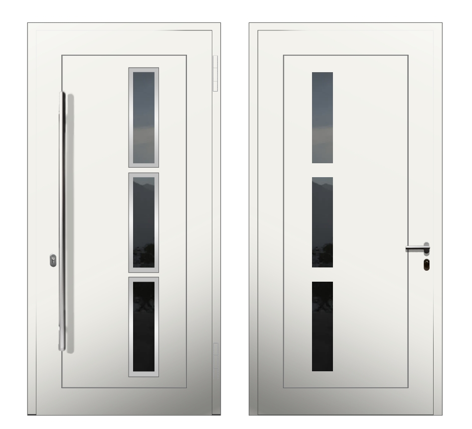 Белые входные двери: Дверь C-061R S Белый - фото