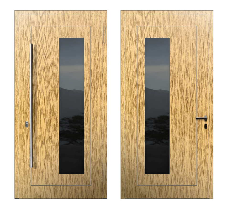 Алюминиевые двери: Дверь A-020R S Светлый дуб - фото