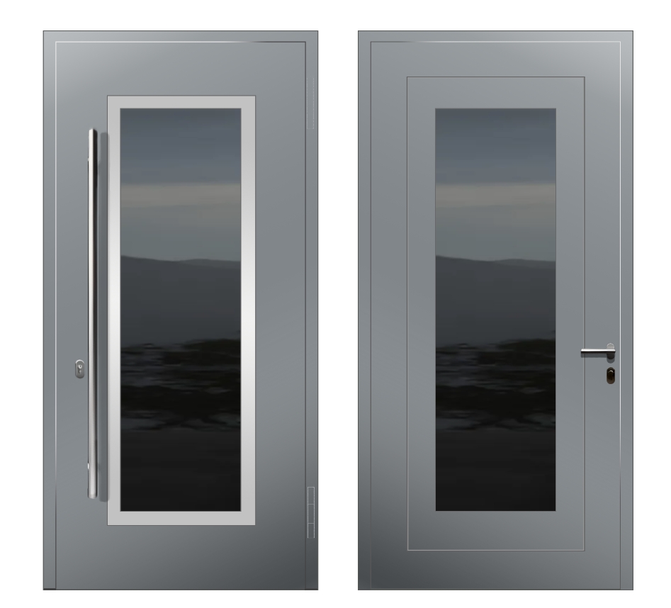 Входные двери со стеклом: Дверь A-011 S1 Серый - фото