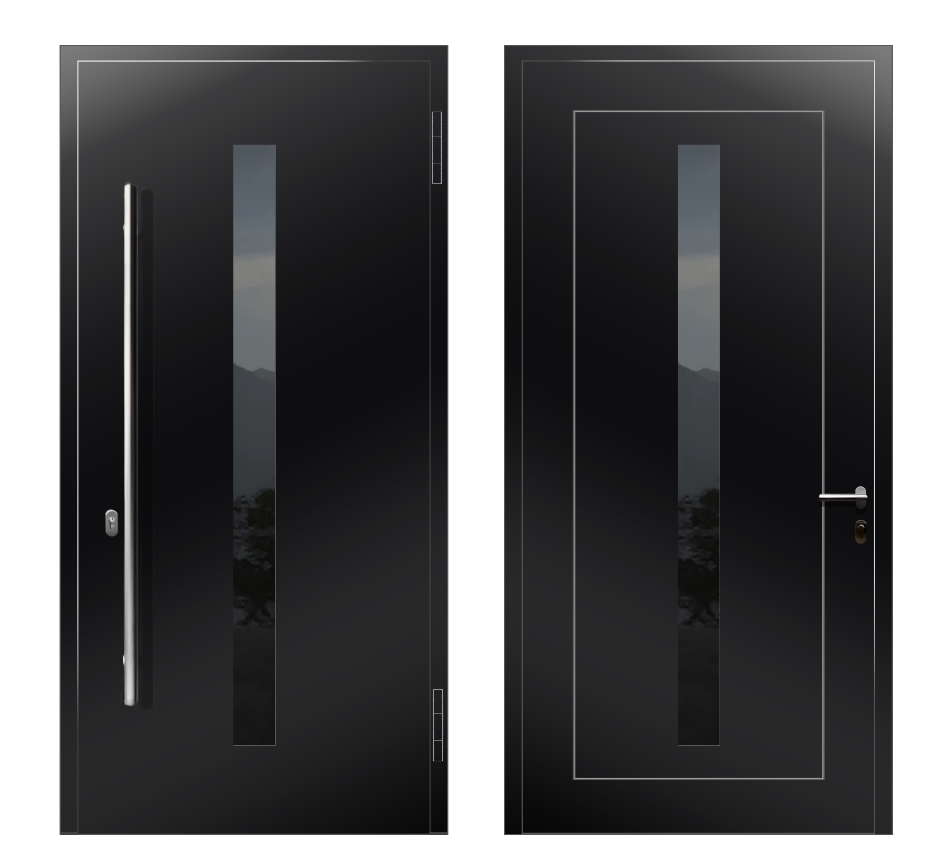 Алюминиевые двери: Дверь A-100 S1 Черный - фото