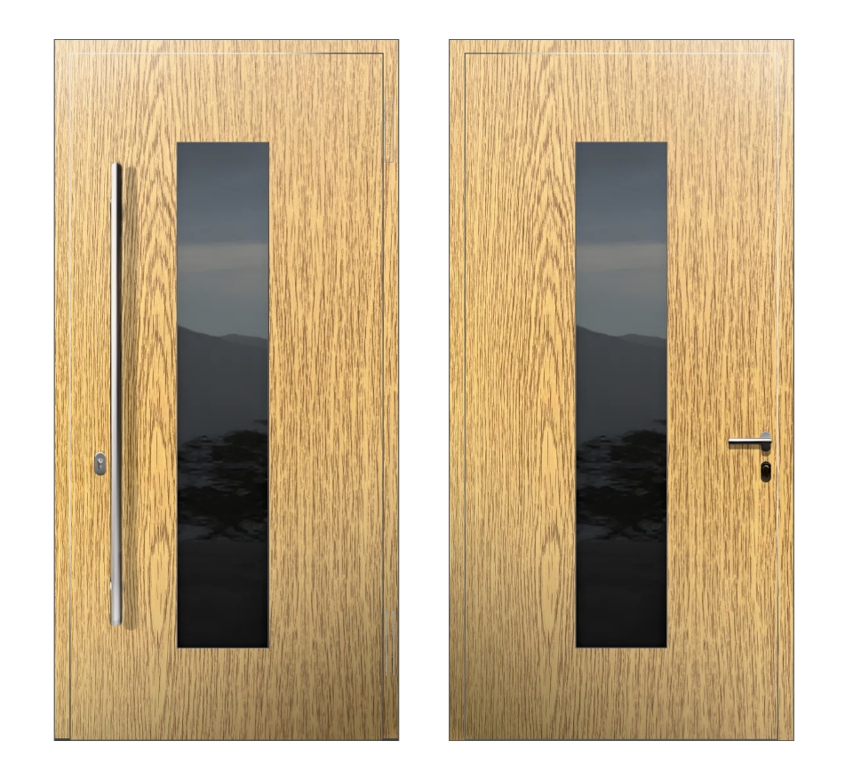 Алюминиевые двери: Дверь A-020 S2 Светлый дуб - фото