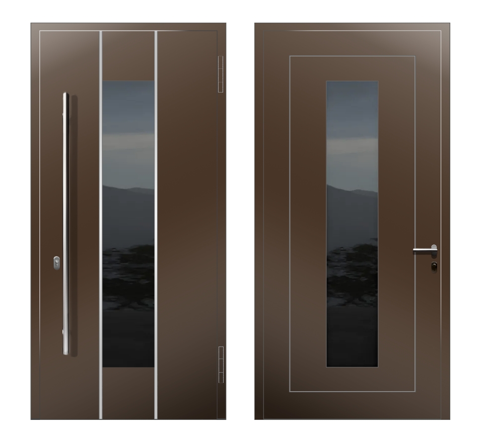 Алюминиевые двери: Дверь A-200v S1 Коричневый - фото