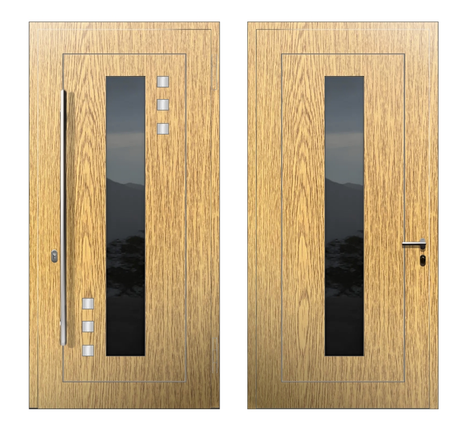 Алюминиевые двери: Дверь Ax-122L S Светлый дуб - фото