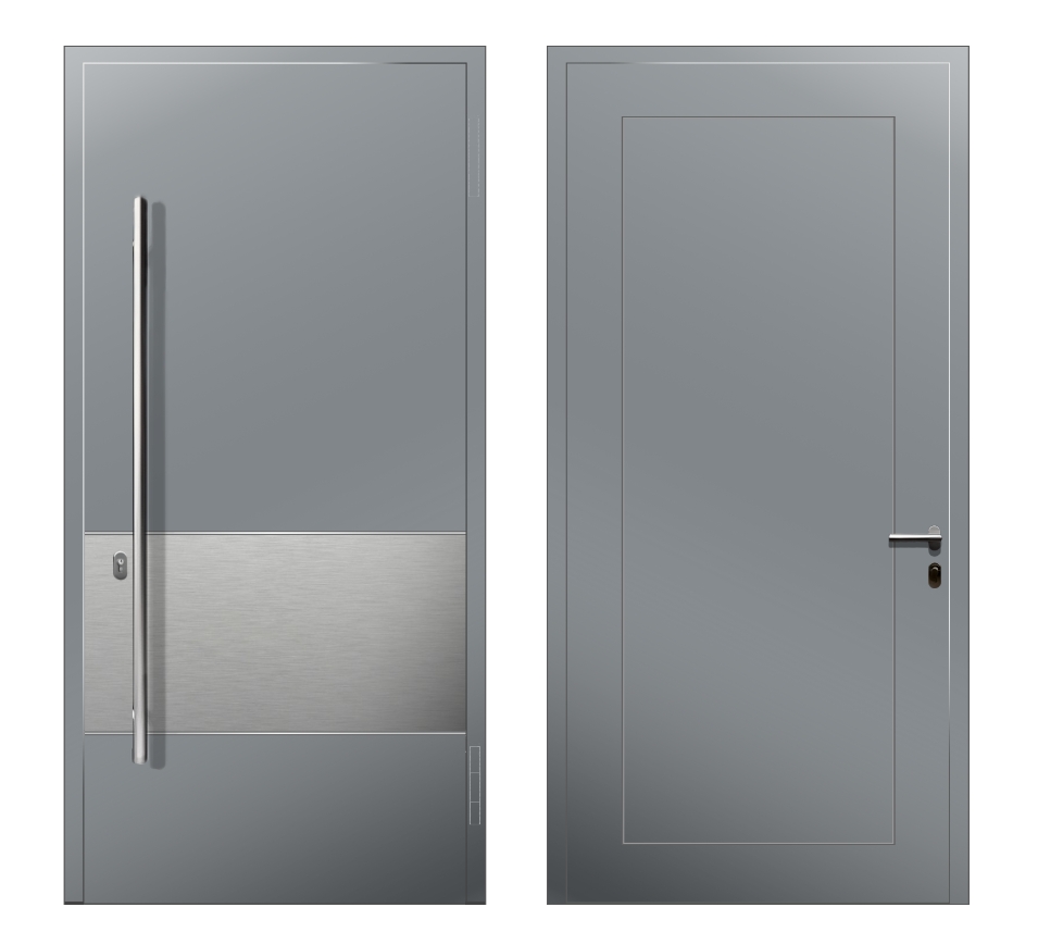 Алюминиевые двери: Дверь К-2 серое дерево S1 Серый - фото