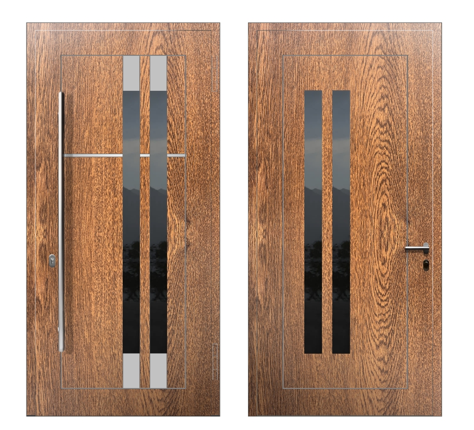 Со стеклопакетом: Дверь A-035 S Орех - фото