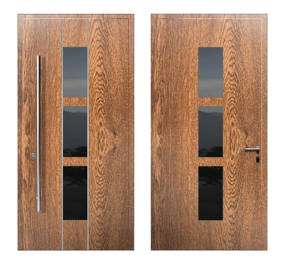 Входные двери со стеклом: Дверь С-200V S2 Орех - фото