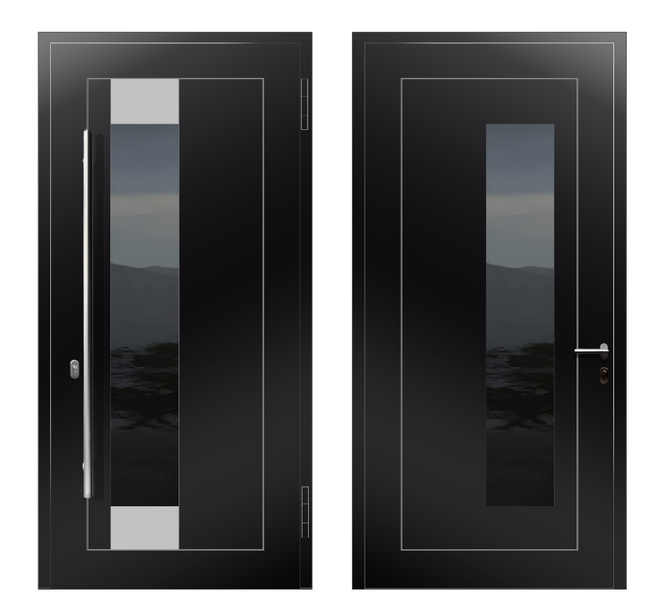 Алюминиевые двери: Дверь A-025L S Черный - фото