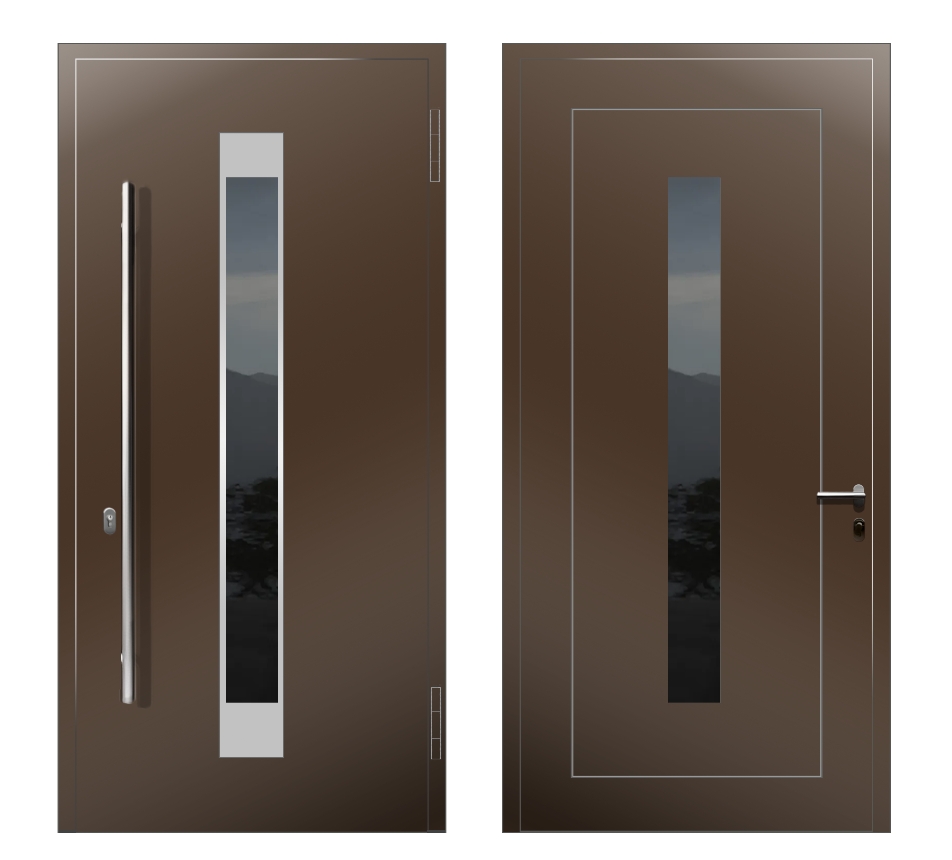 Входные двери со стеклом: Дверь A-031 S1 Коричневый - фото