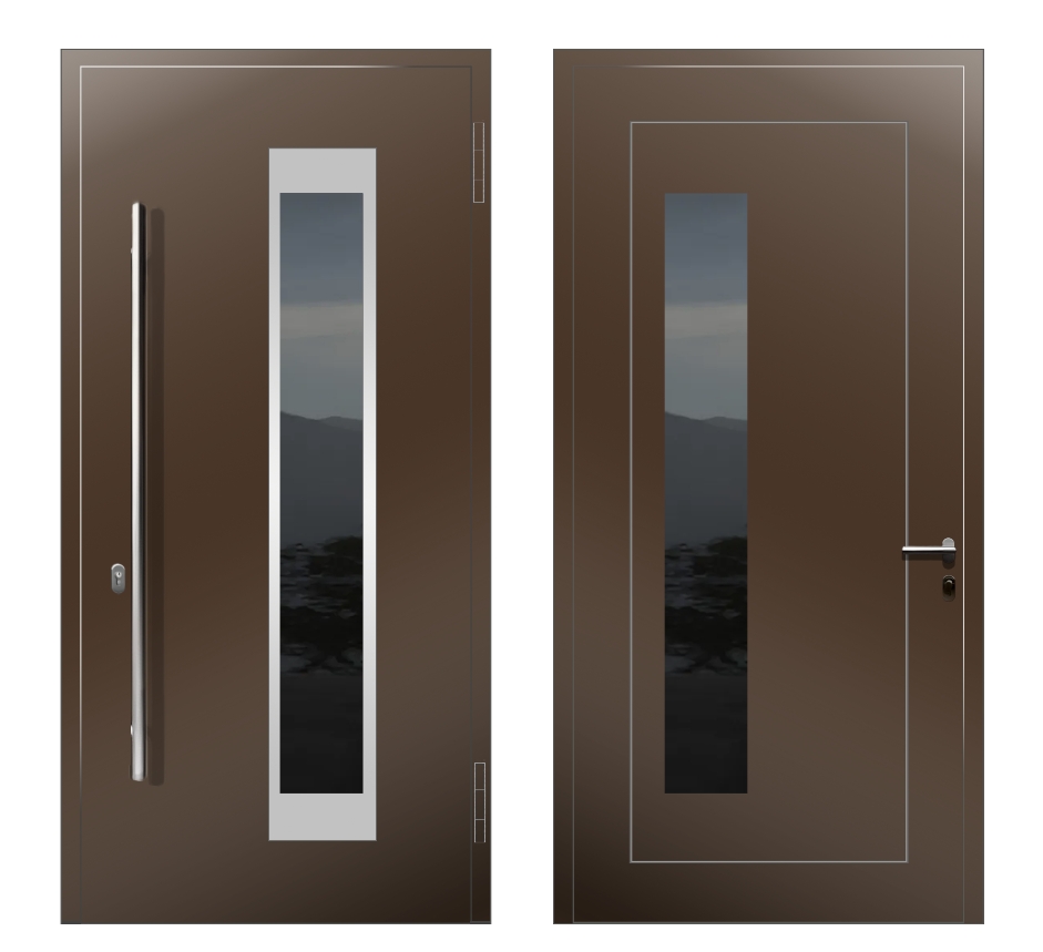 Входные двери со стеклом: Дверь A-022R S1 Коричневый - фото