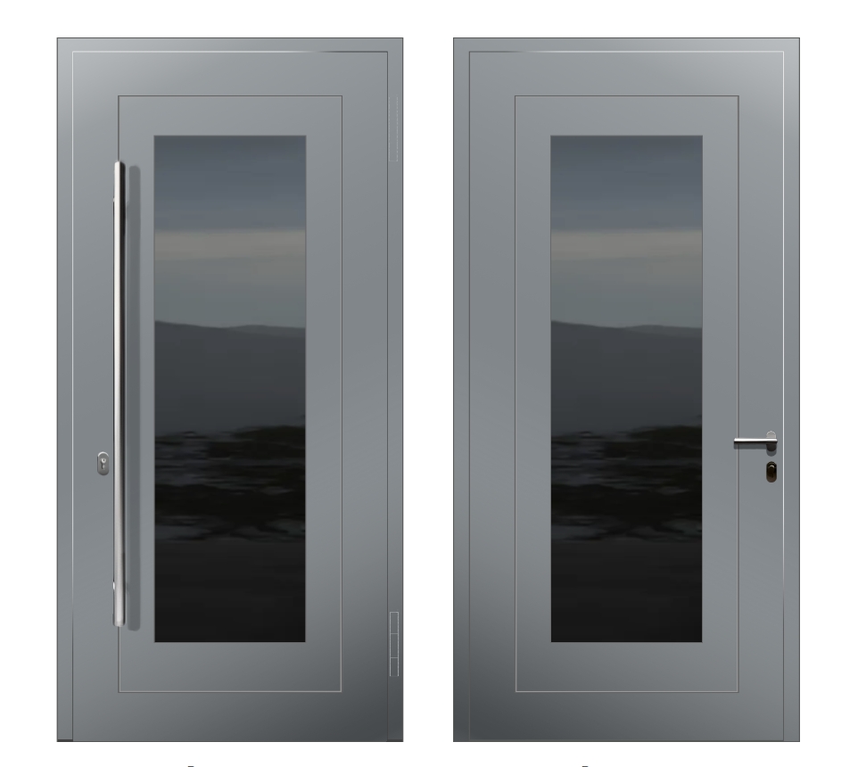Алюминиевые двери: Дверь А-010 S Серый - фото