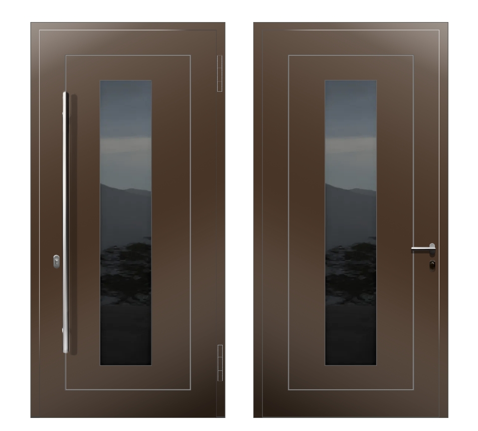Алюминиевые двери: Дверь A-020 S Коричневый - фото