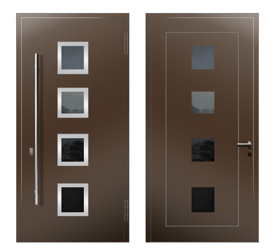 Алюминиевые двери: Дверь D-072 S1 Коричневый - фото