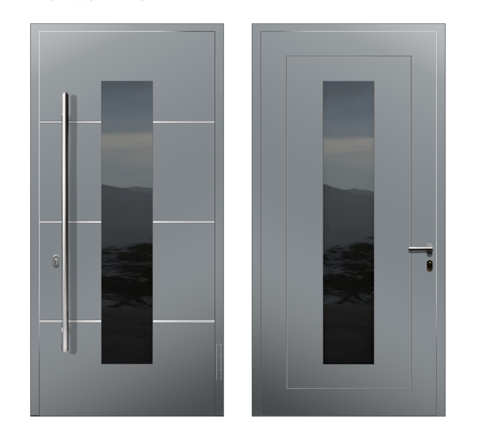 Алюминиевые двери: Дверь A-200h S1 Серый - фото