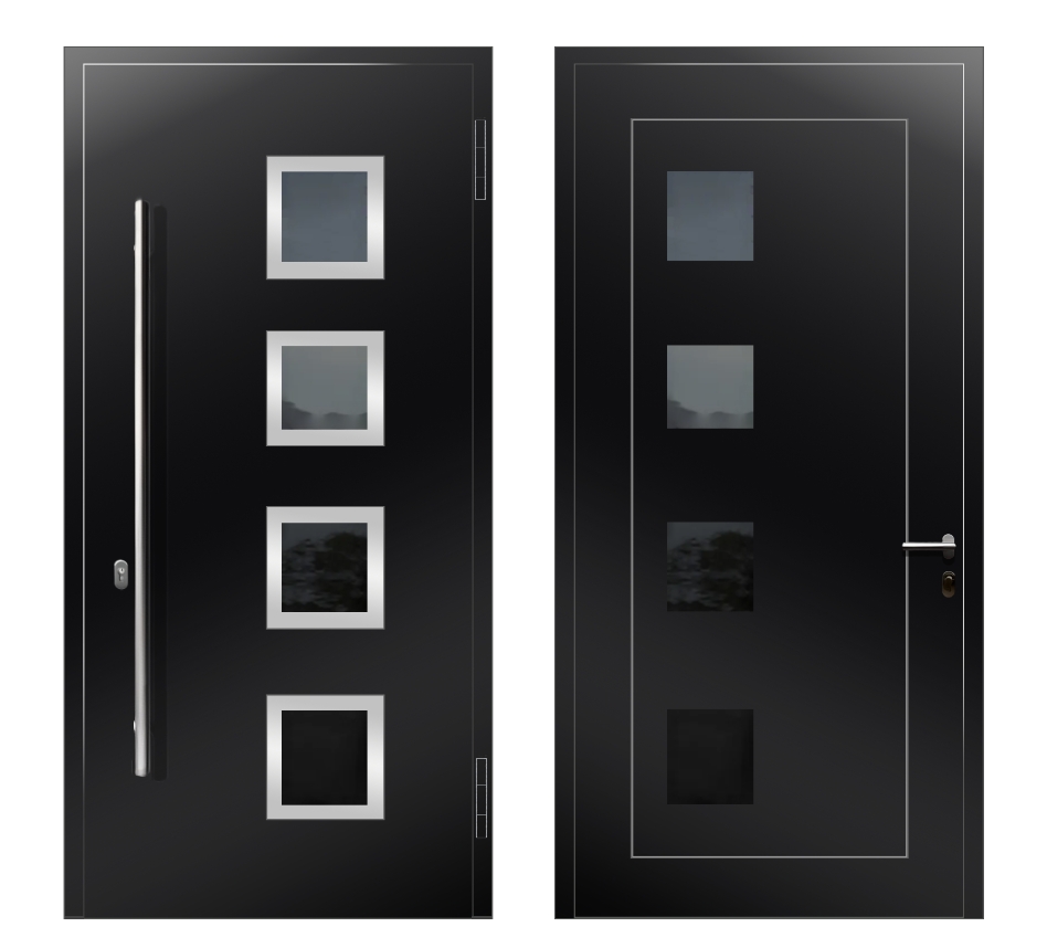 Входные двери для частного дома: Дверь D-072R S1 Черный - фото