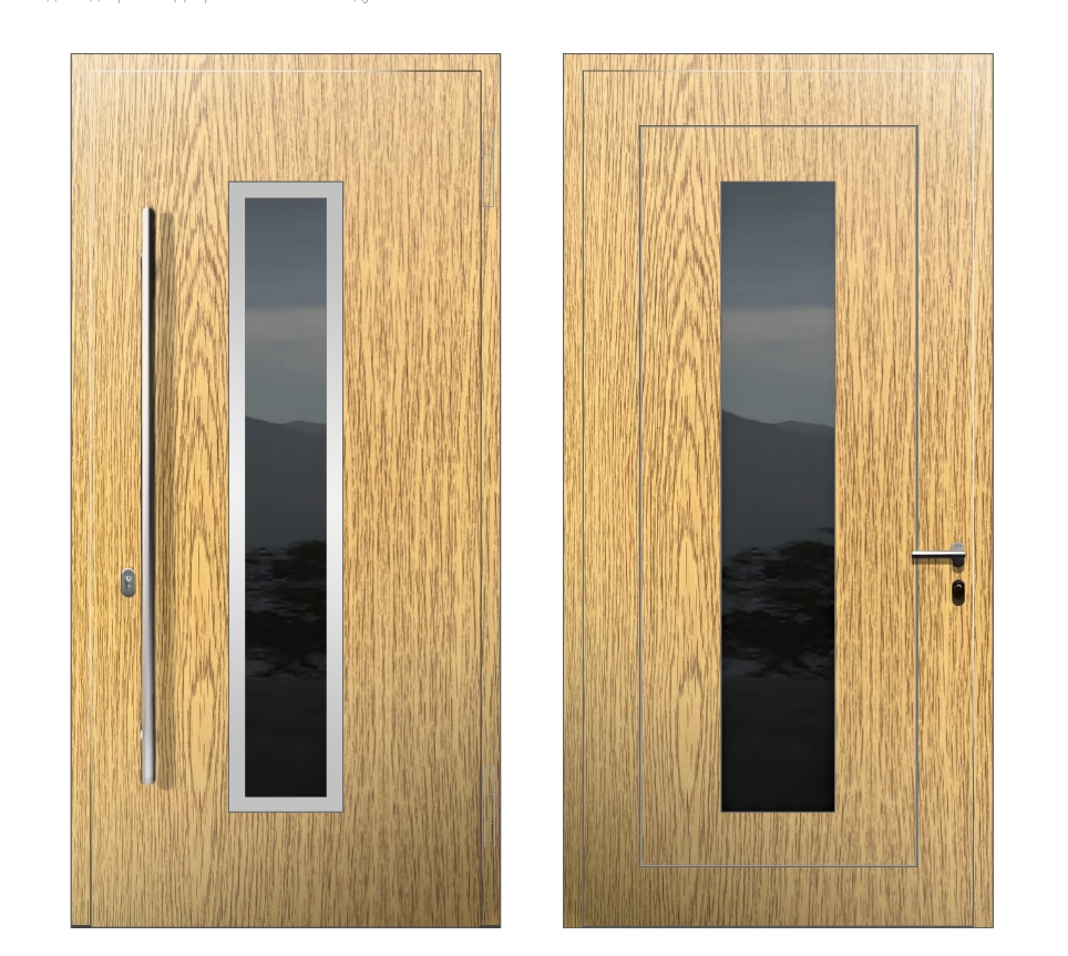 Алюминиевые двери: Дверь А-021 S1 Светлый дуб - фото