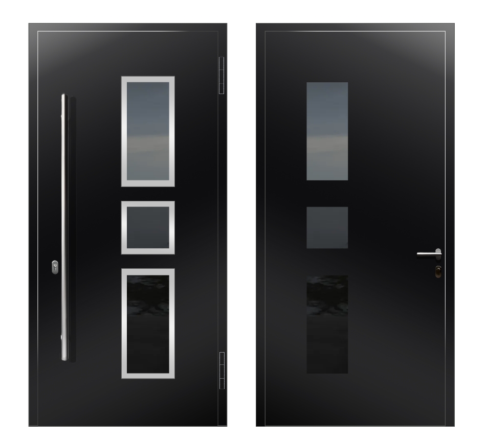 Входные двери премиум класса: Дверь C-051R S2 Черный - фото