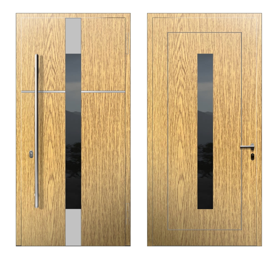 Входные двери под дерево: Дверь A-034 S1 Светлый дуб - фото