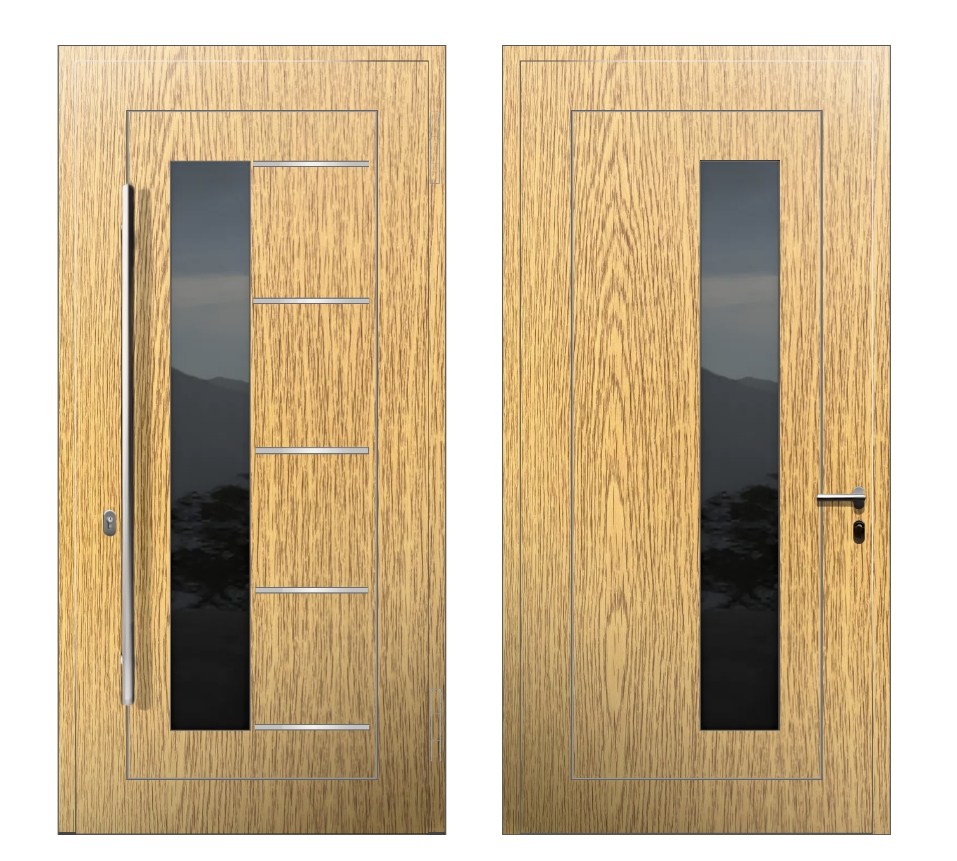 Входные двери под дерево: Дверь Ax-130L S Светлый дуб - фото