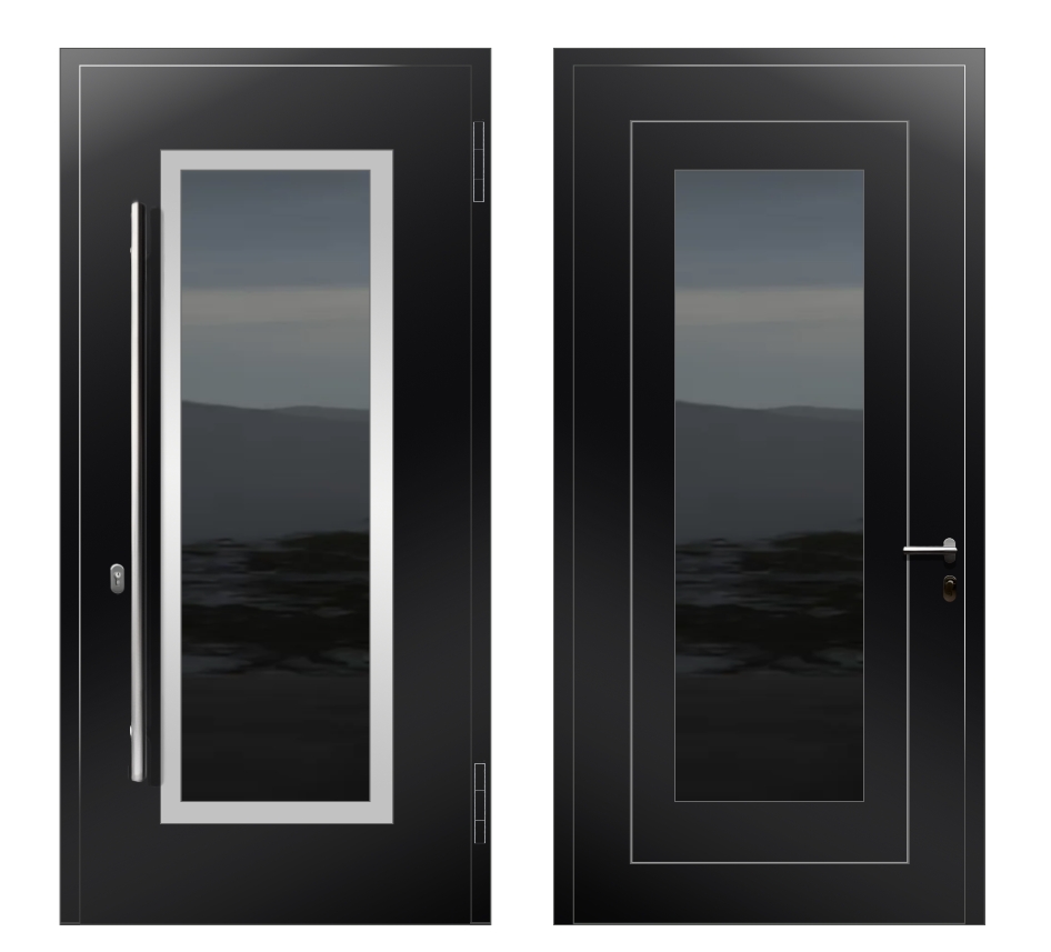 Входные двери со стеклом: Дверь A-011 S1 Черный - фото