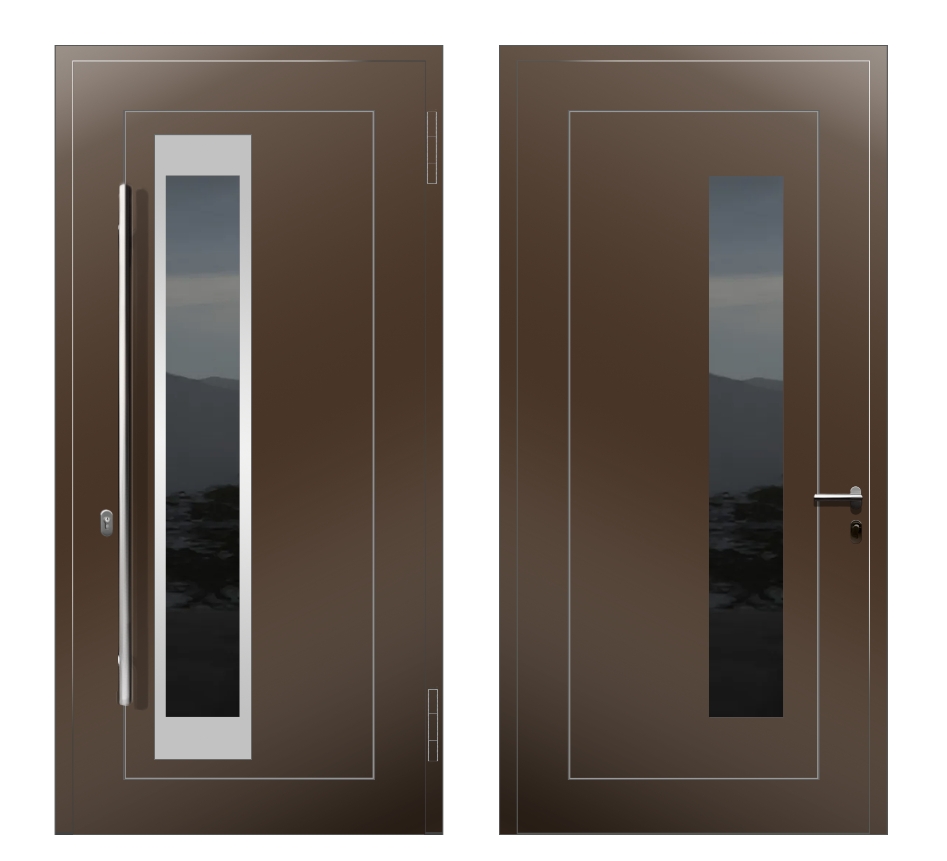 Входные двери со стеклом: Дверь A-022L S Коричневый - фото