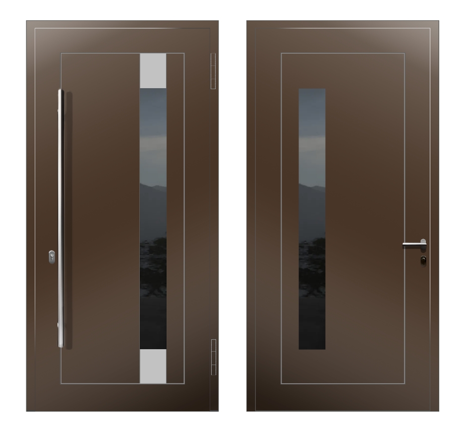 Входные двери на заказ: Дверь A-033R S Коричневый - фото