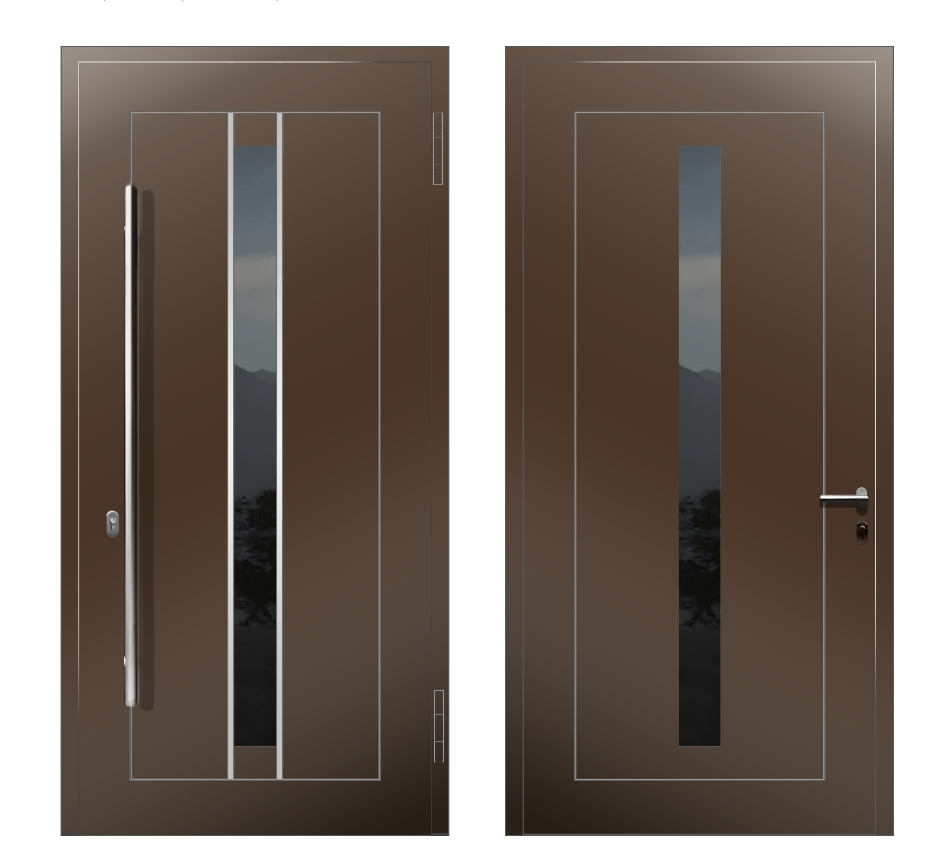 Алюминиевые двери: Дверь A-100v S Коричневый - фото